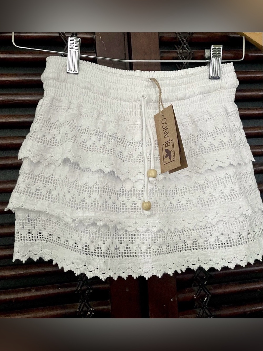 White Lace Ruffle Skort - BLANCO BY NATURE M Crochet Mini Skirt Cover-up